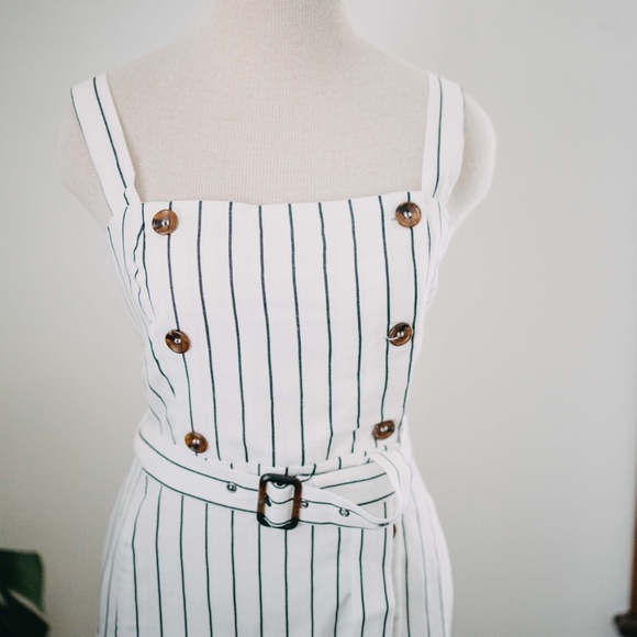 Forever 21 / NWT White + Black Stripe Button Dress - Picture 3 of 3